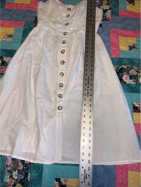 Reformation Velma $198 100% Linen Small White Button-Front Midi Dress Straps - Image 8