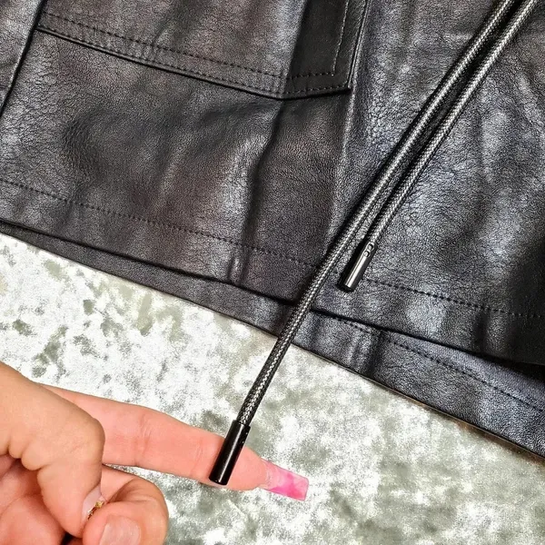 Faux‎ Leather High Waist Shorts Black Size L - Image 3