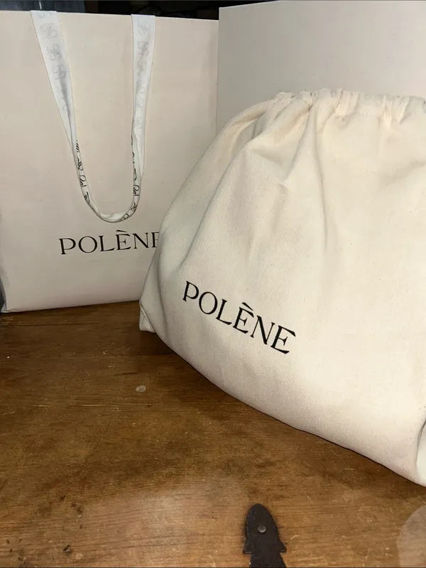 Polène Cyme Mini Textured Leather Tote Bag Camel Brown with Box & Dust Bag - Image 2