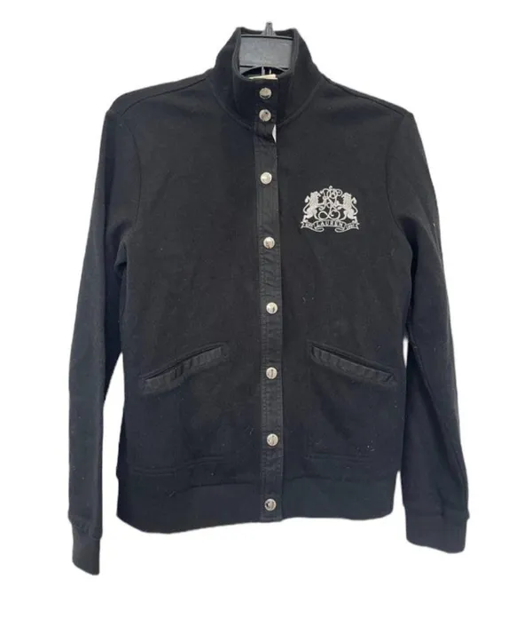 Lauren Ralph Lauren Womens Size Large Black Embroidered Logo Cardigan - Image 2