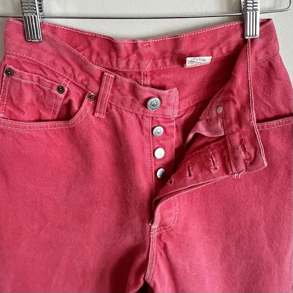 Vintage Women's Levi's Red Button Fly Made In USA Cotton Size 7M Rare Retro 90s - Image 5