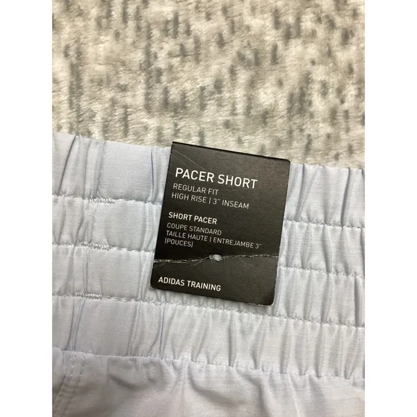 Adidas Pacer Woven High‎ Rise Training Shorts Halo Blue Womens XS 3" Inseam NWT - Image 6