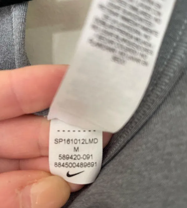 Nike Dri Fit Sports Bra Removable Pads Grey Black Swoosh Racerback ~ Size M - Image 8