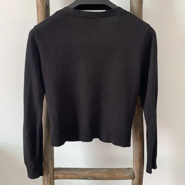 H&M black button down sweater jacket fitted and slightly cropped / Size XS - Image 7