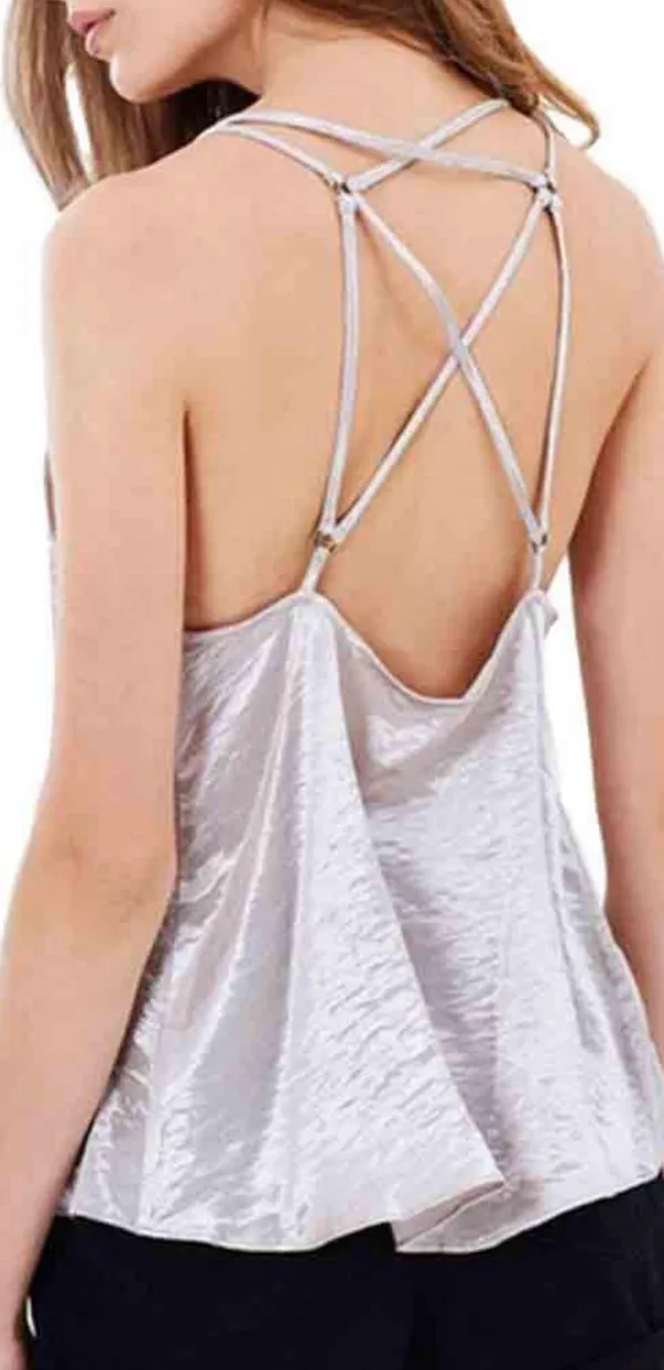 XS Silver Haze V-Neck Strappy Camisole Tank Top - Image 2