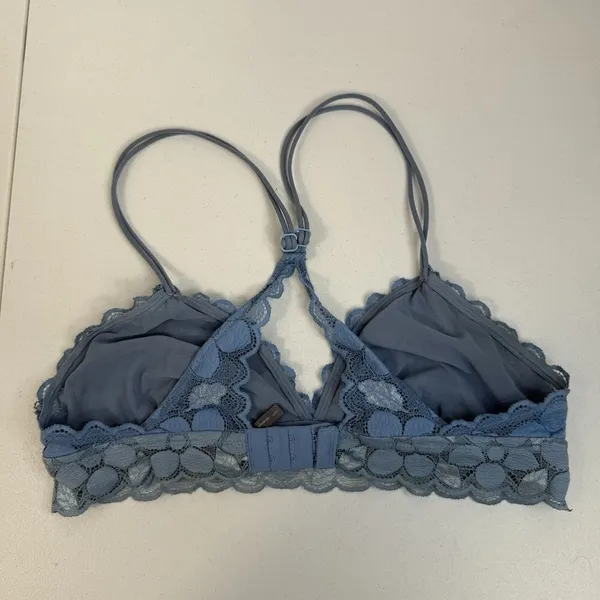 Aerie L Large Lace Bralette‎ Bra Wireless Blue Racerback Pullover Lightly Lined - Image 4