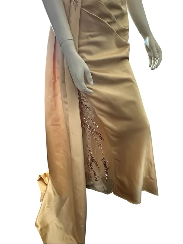 Criebdk Elegant Satin & Sequins Formal Dress Gold Size 8 (See Measurements) NWT - Image 8