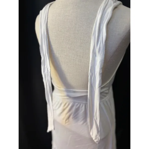 Elan White Halter Dress‎ Ruffle V-Neck Empire Waist Tiered Hem MD-522 Large - Image 8