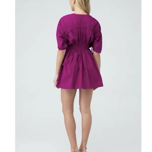Misa Pink Los Angeles Camila Cinched Mini Dress Magenta Pink Pockets SMALL - Image 6
