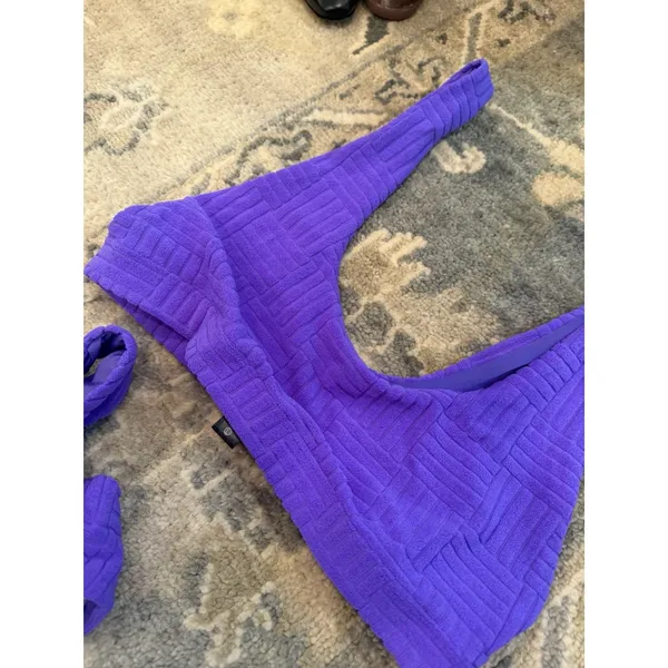 Beach Riot Peyton Textured Bikini Top & Vanessa Bikini Bottom L Ultra Violet NEW - Image 16