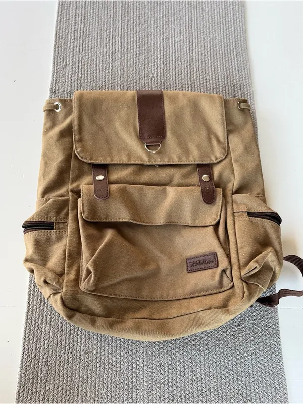 Bella Russo Tan Brown Nylon Drawstring Backpack - Image 2