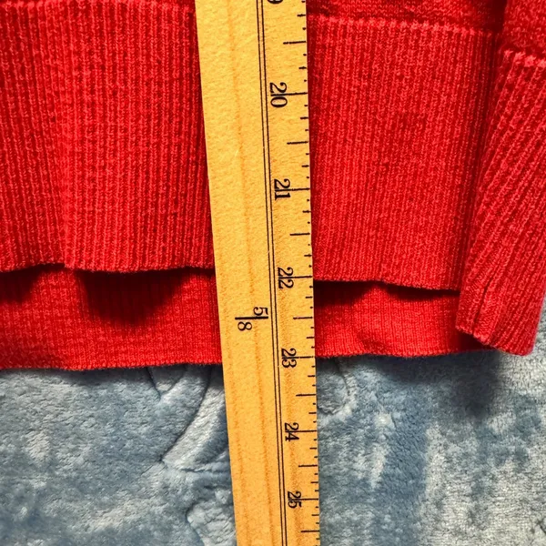 1803 | Ann Taylor LOFT Red Scoop Neck Cotton‎ Knit Pullover Sweater Women S - Image 4