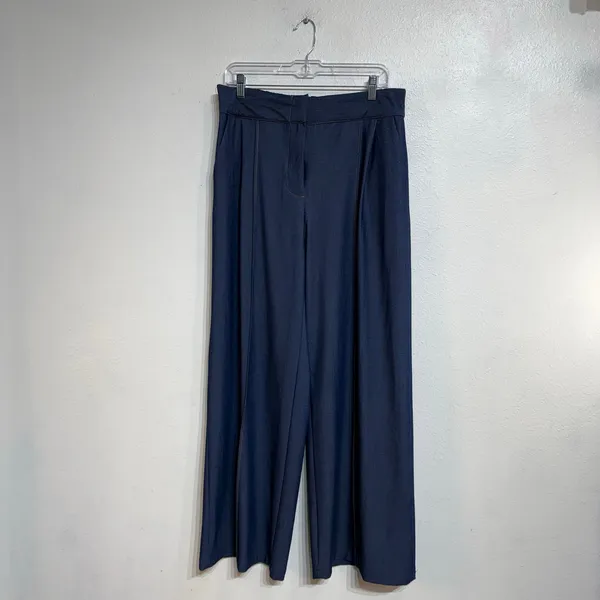 Zara Dark Chambray Wide Leg Trousers Sz M - Image 2