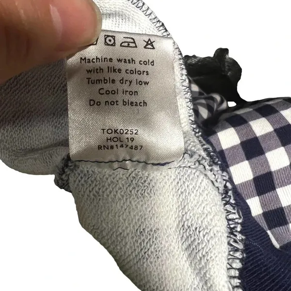 Draper James Natalie Sweatshirt in Navy Blue Gingham Size Medium‎ - Image 8