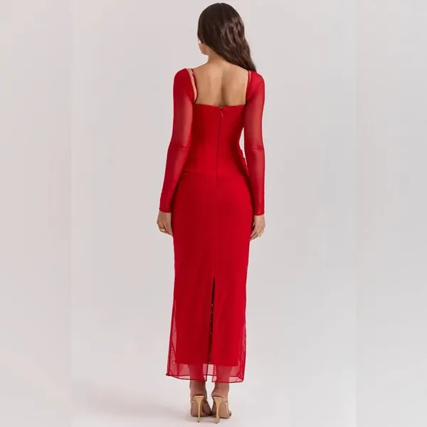 House of CB Katarina Scarlet Long Sleeve Maxi Dress - Image 7