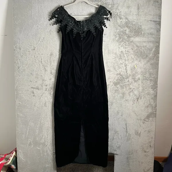Vintage Black Lace Evening Gown Dress Gothic Victorian Dark Romance Witchy Y2K 8 - Image 5