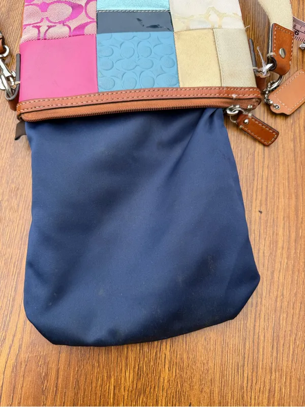 Coach Patchwork Crossbody Bag Multicolor Signature Canvas Leather Pink - Image 6