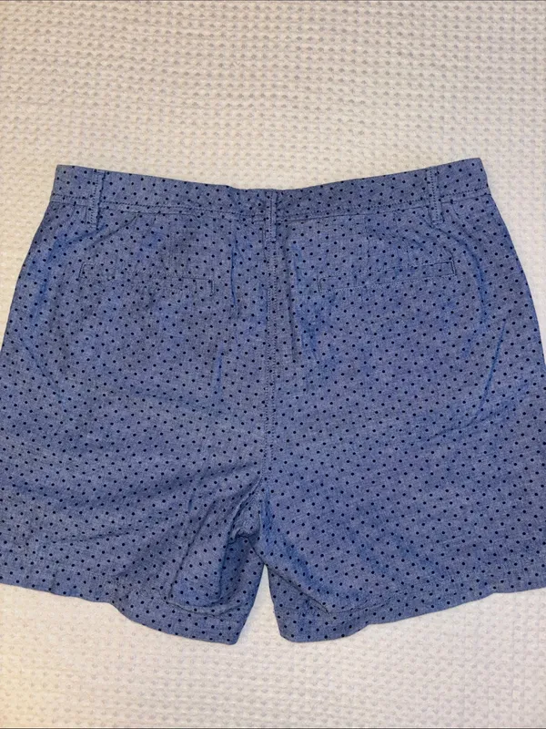 Talbots Girlfriend Chino Shorts Size 12 Light Blue Navy Polka Dot Classic Preppy - Image 8