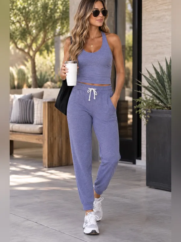Vuori performance joggers heathered cosmic purple small - Image 8