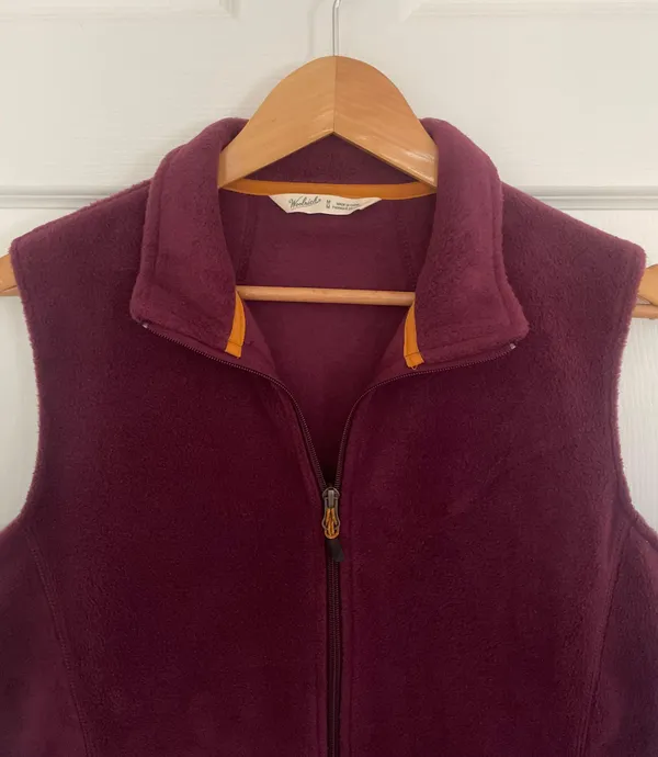 Woolrich Burgundy Fleece Zipper Vest - Image 2