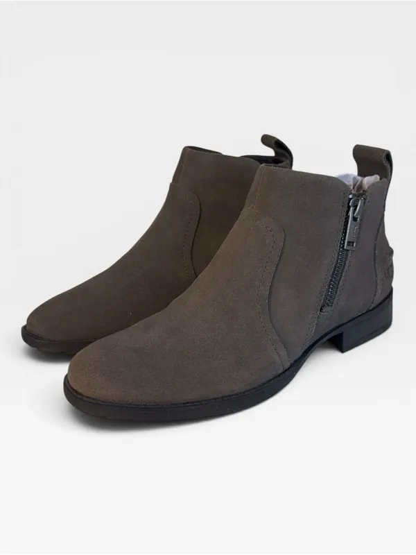 UGG Aureo 2 Gray Suede Zip Ankle Boots Booties Size 6 NWOT - Image 3