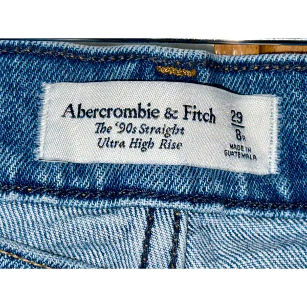 Abercrombie & Fitch The ’90s Straight Ultra High Rise Blue Denim Jeans Size 29 8 - Image 3