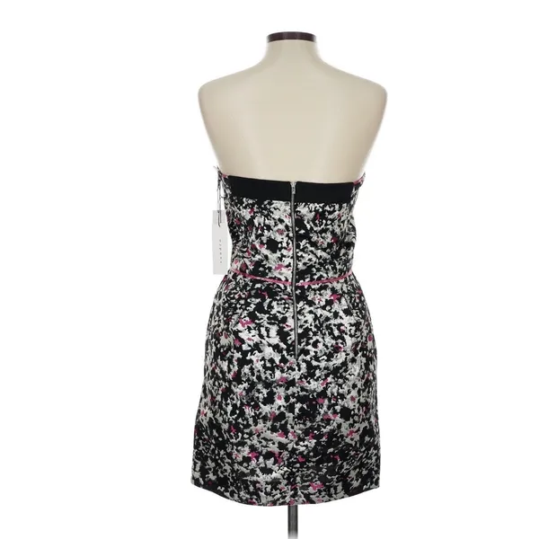 Sandro‎ Silver Metallic Jacquard Strapless Mini Dress Size 8 Coquette Party Glam - Image 5