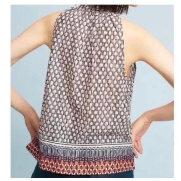 Anthropologie Women's Blouse Top‎ Shirt Maeve Prema Flora Small Button High Neck - Image 4