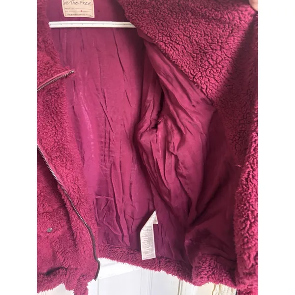 Free People We The Free So Cozy Slouch Moto Jacket Burgundy Oversized S - Image 10
