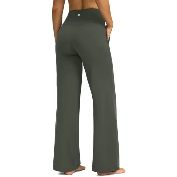 NWT ~ Olive Green Wide Flare Leg Yoga Pants & Pockets Activewear Leggings ~ XS - Image 3