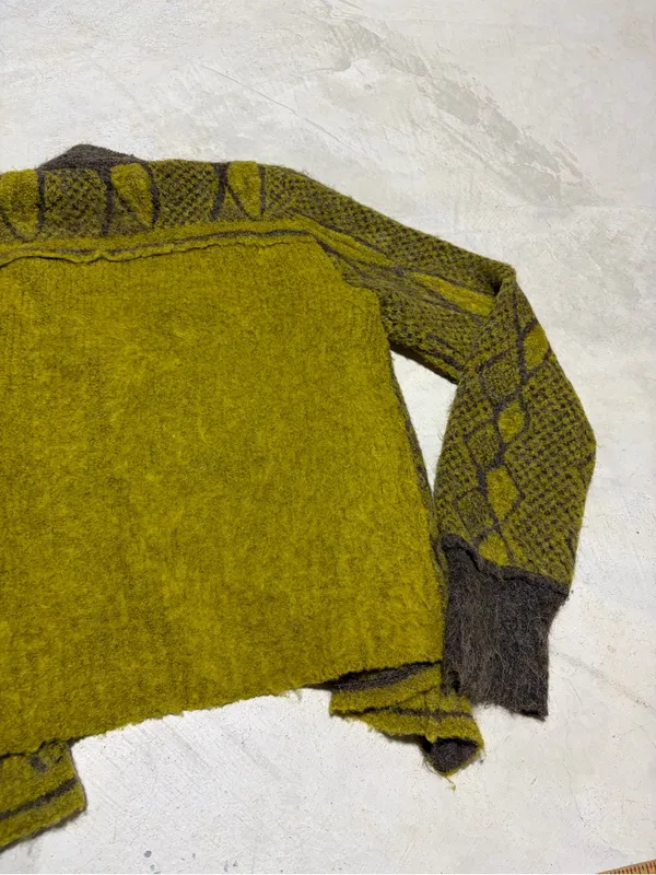 Free people Green and Brown wool alpaca Cardigan medium - Image 11