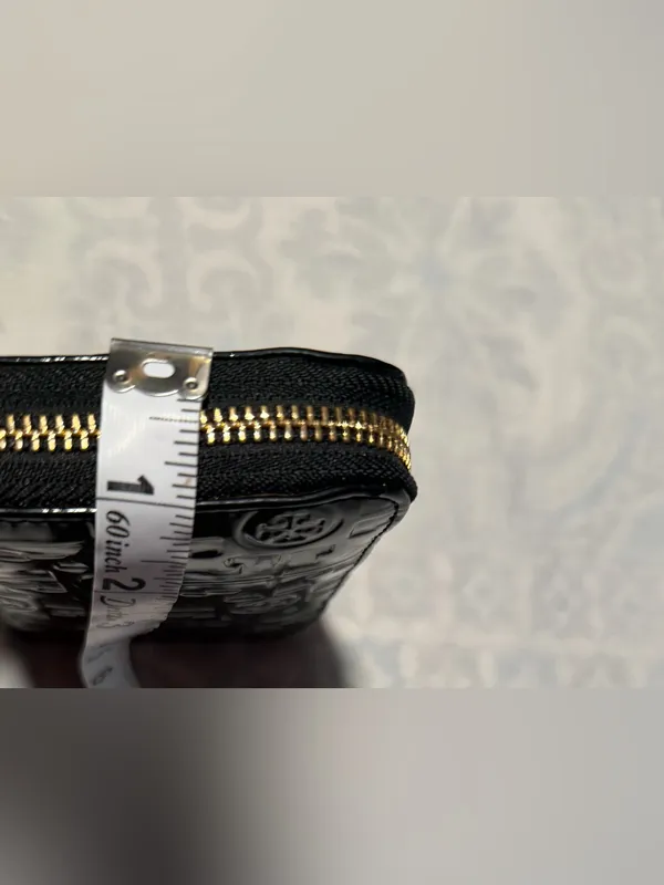 Tory Burch Black Patent Embossed Zip Around Wallet - Image 11