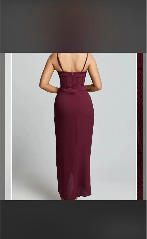 Showpo Burgundy Midi Dresssize 4 S - Image 3