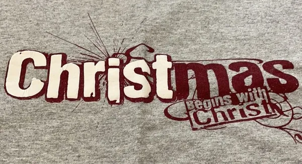 Christmas begins with Christ grey T-shirt size L - Image 2