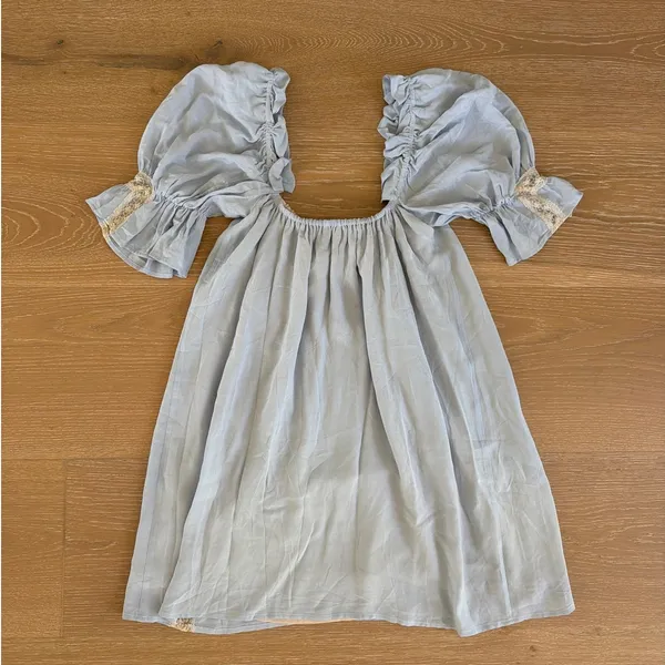 Rumored Mini Dress Heirloom Size S Pale Blue Peach - Image 3