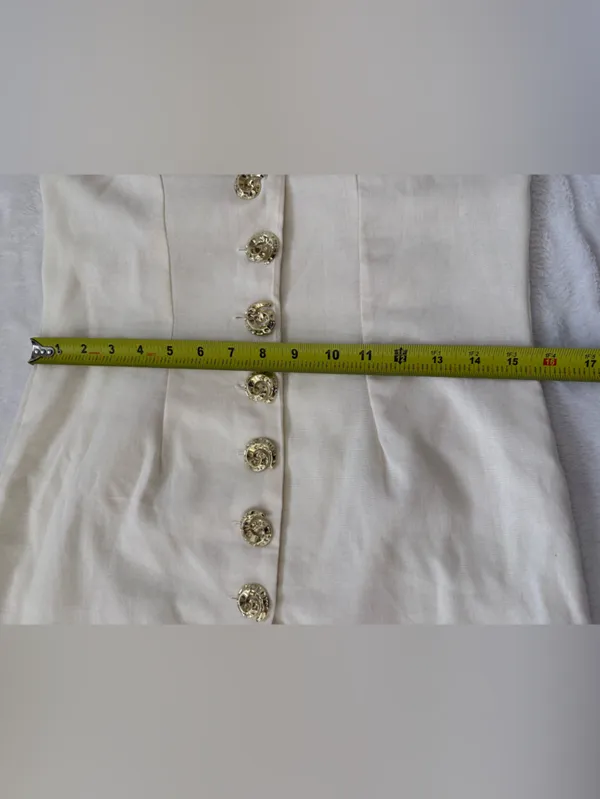 SHEIN Cream Halter Midi Dress Gold Button Detail Open Back Size M NWOT - Image 11