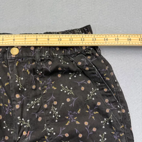Anthropologie Small Black Floral High Rise Tapered‎ Cargo Pants Elastic Back - Image 5