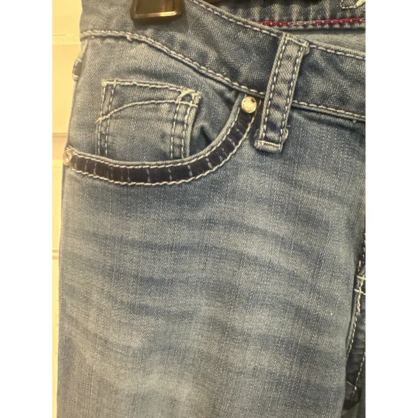 Western rock Wrangler Blue Low Rise Bootcut Jeans casual 26x32 cowgirl - Image 3