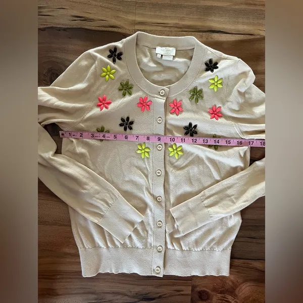 Kate Spade S - - cardigan with rhinestone flowers embroidered - Image 11