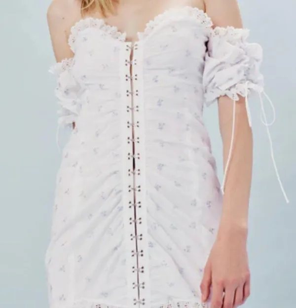 NWT For Love and Lemons Magnolia Mini Dress White - Image 3