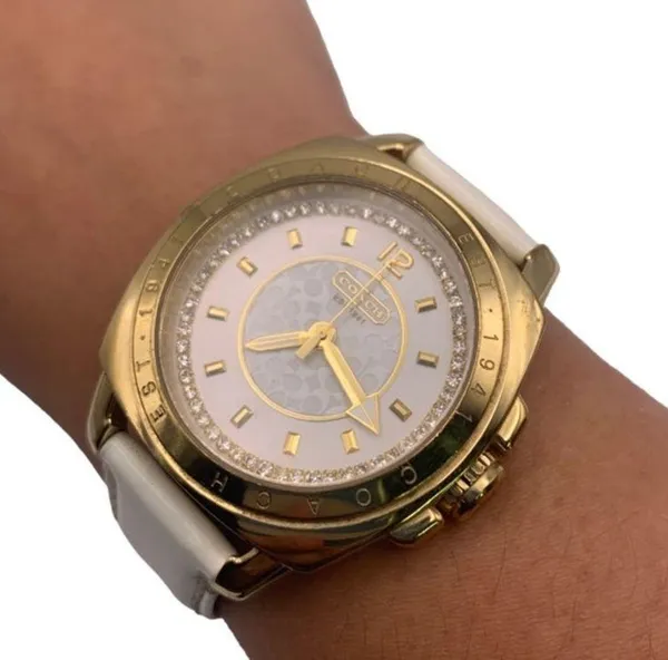 COACH Boyfriend Gold-tone Patent Leather Ladies Wristlet Watch - Image 2