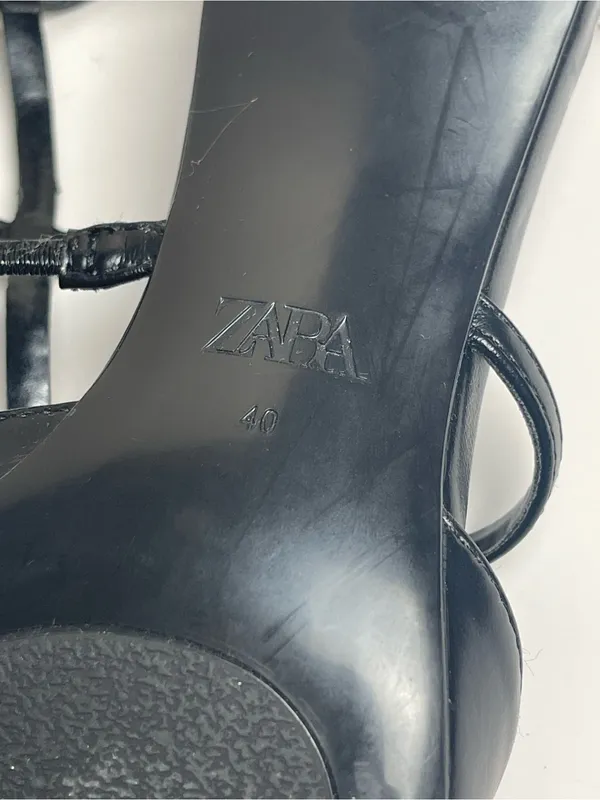 Zara Black Pearl Strappy Kitten Heel Pointed Toe Pumps NWT Size 9 / EUR 40 - Image 10