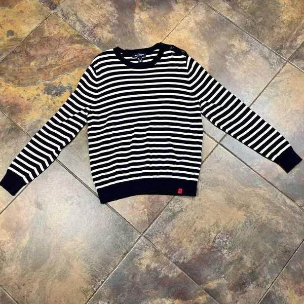 The Outfitters By Lands End Striped Crew Neck Sweater Large - Image 4