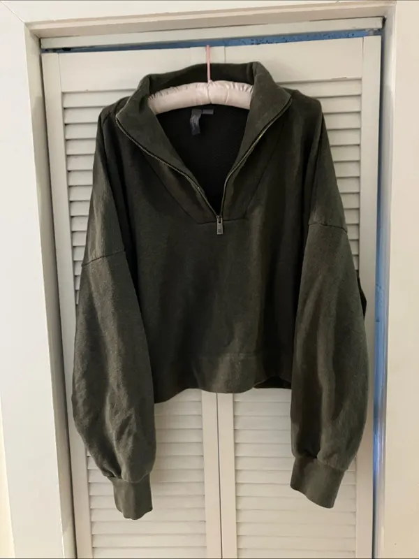 Sweaty Betty Nestle Up Green Quarter Zip Knit Sweatshirt Size XXL - Image 3