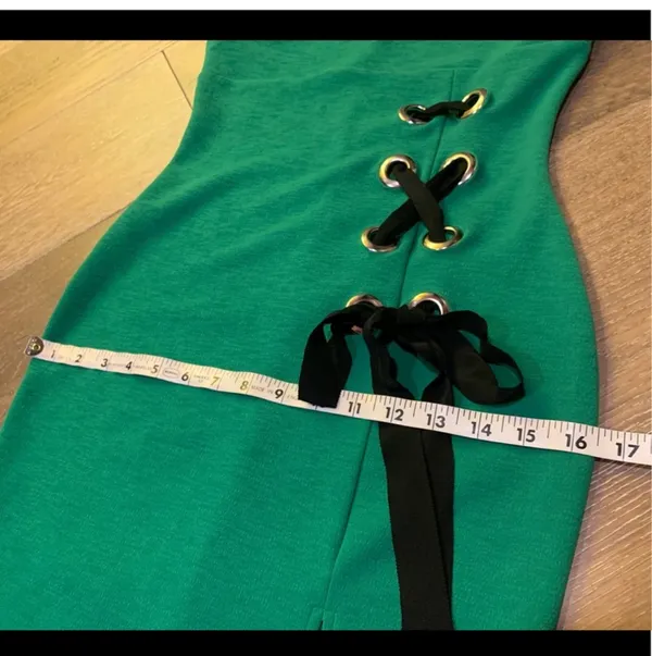 Green Lace-Up midi Dress size M - Image 11