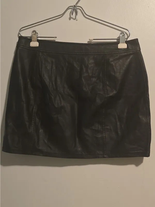 Express Black Faux Leather Asymmetrical Zip Mini Skirt - Image 7