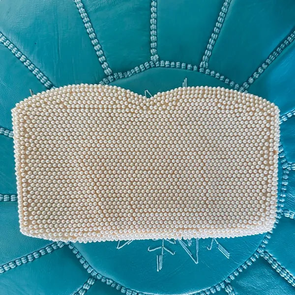Vintage Faux Pearl Beaded Clutch - Image 3