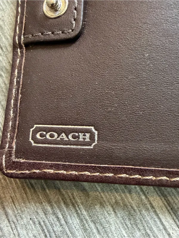 Vintage Coach Chelsea Signature Brown Canvas Credit Card Wallet Snap Button Zip - Image 7