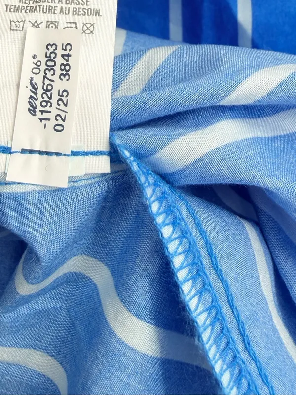Aerie Good Day Button‎ Down Shirt Large Blue Striped Oversized Cotton - Image 9