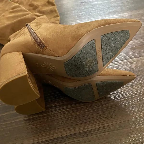 Nine‎ West sz 8.5 brown faux suede chunky high heel boots NWT - Image 7